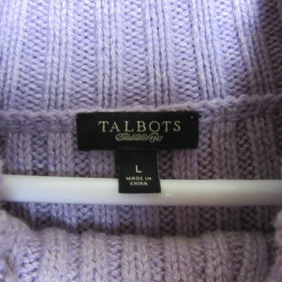 Talbots Purple Knit Turtleneck Sweater Wool Blend Women's L - Picture 4 of 6